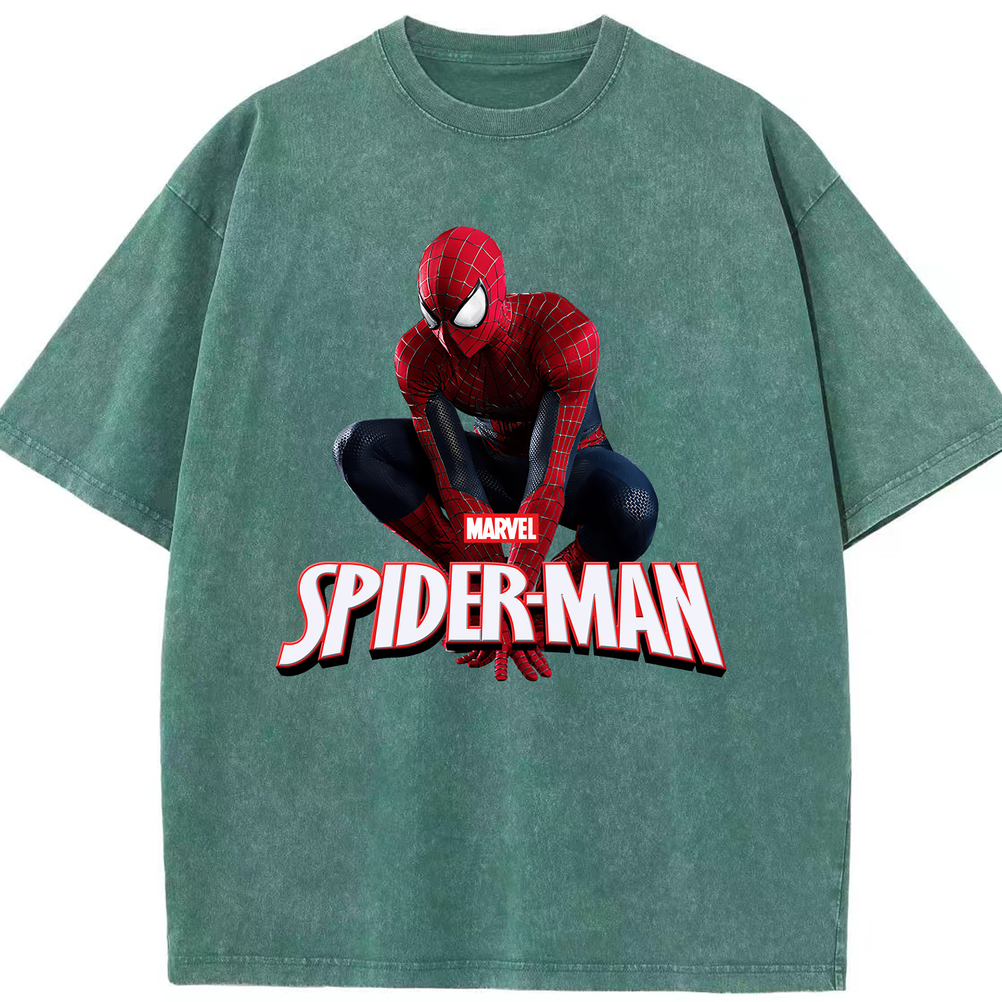（画像用） Spider Man スパイダーマン 綿100% ヴィンテージ風 半袖Tシャツ（フロントプリント）